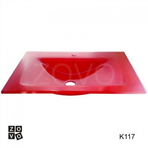 K117P. Czerwony prostokąt 70x50cm umywalka szklana