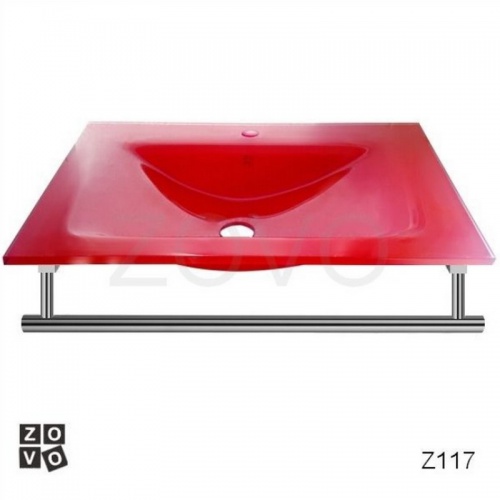 ZK117P. Zestaw podest chrom   umywalka czerwony prostokąt 70x50cm szkło